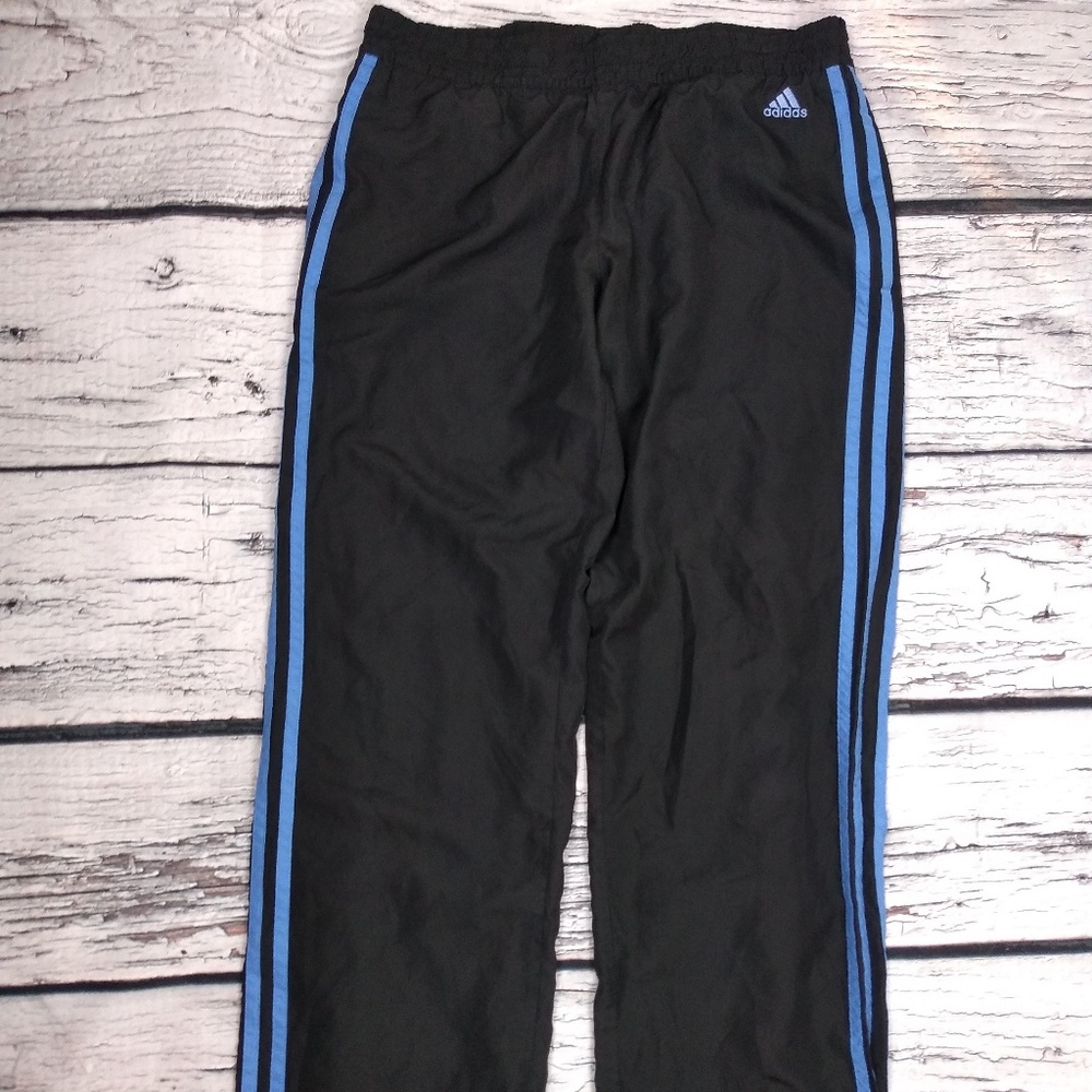 Adidas black and blue Junior jogging pants size sm
